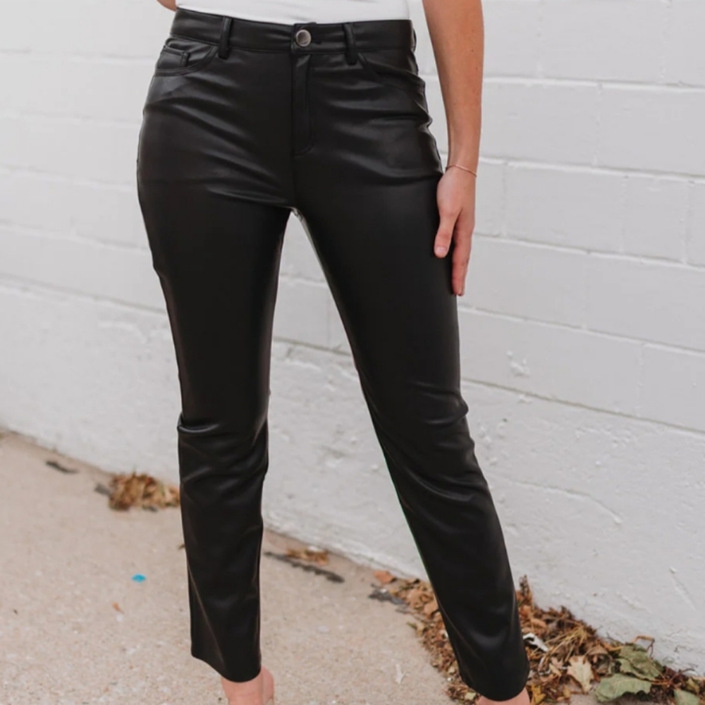 Tribal Women's Vegan Black Leather Pants Size 4